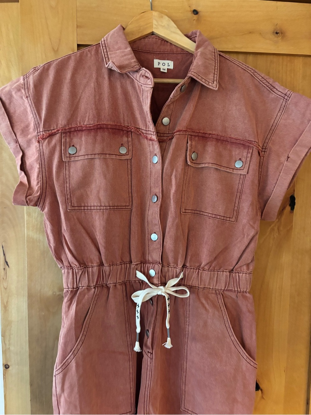POL Washed Rose Button-Front Jacket - Picture 2 of 6
